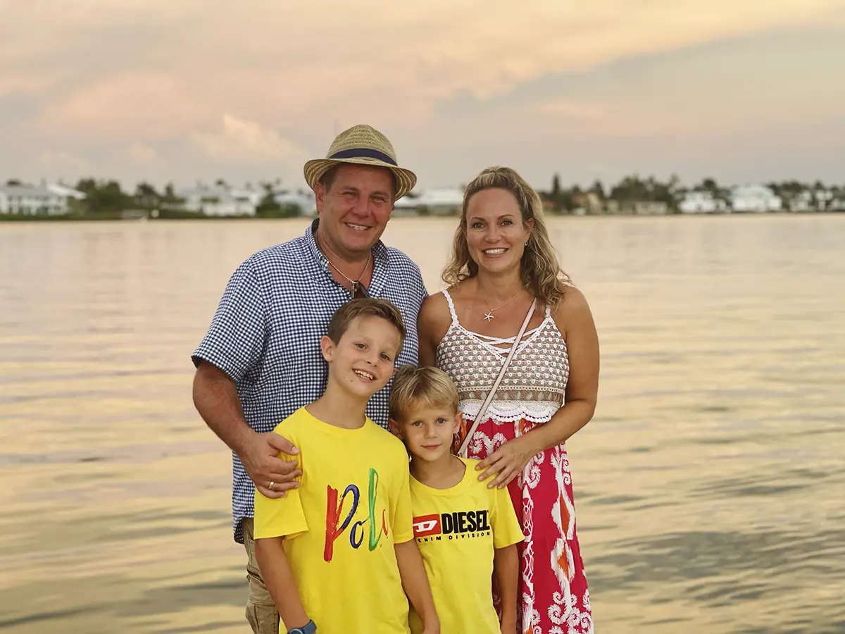 Photo of Marco, Verena, Matteo and Phil Schmatloch — the family behind VMS Florida Realty.